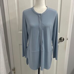 LAUREN Ralph Lauren Women's Light Blue Tunic Blouse Sz L